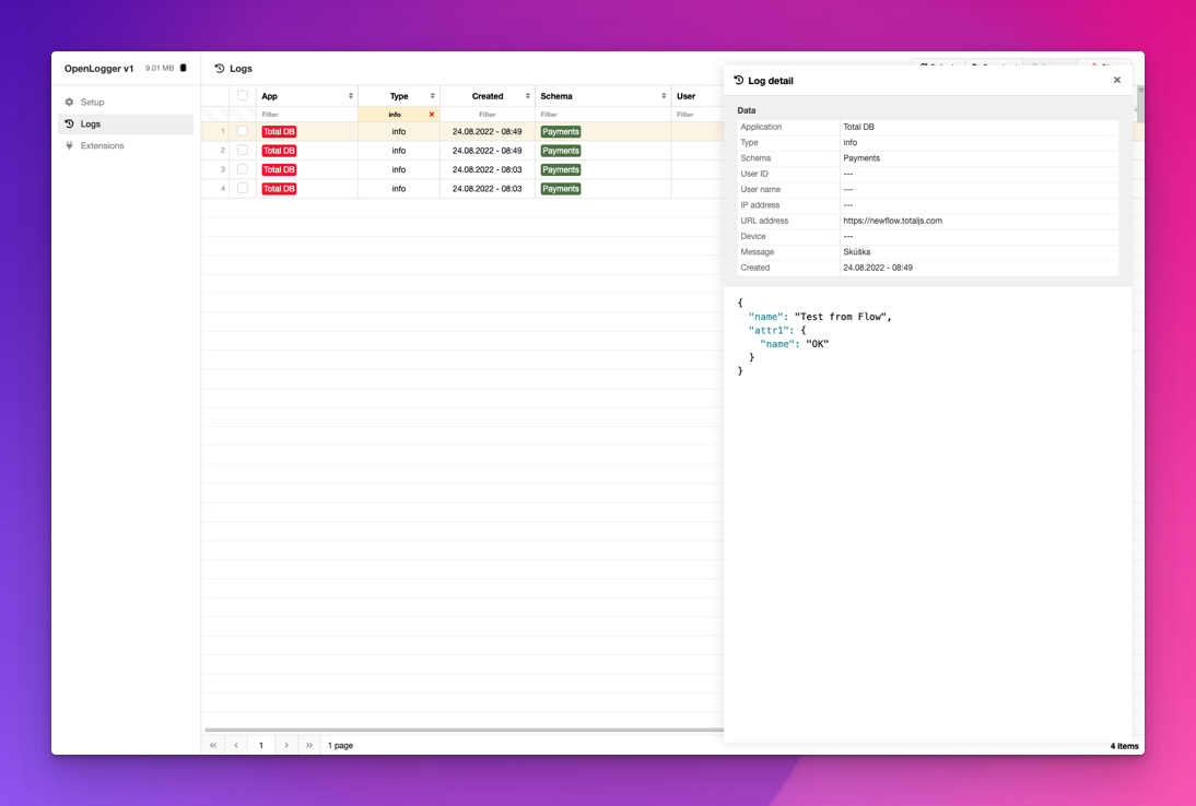 Total.js OpenLogger